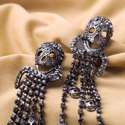 復(fù)古個性骷髏流蘇耳釘 歐美時尚飾品的新寵